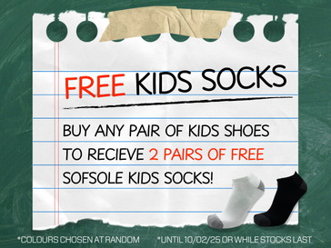 Buy any kids shoes get 2 pairs of socks FREE