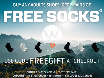 Free socks with adult shoe purchase! FREEGIFT